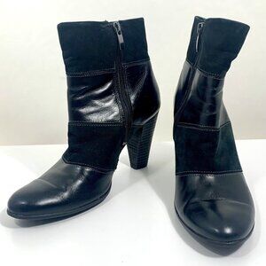 ECCO Ankle Boots Womens SZ EU 38 US 7.5-8 Black Leather High Heel Dress Bootie